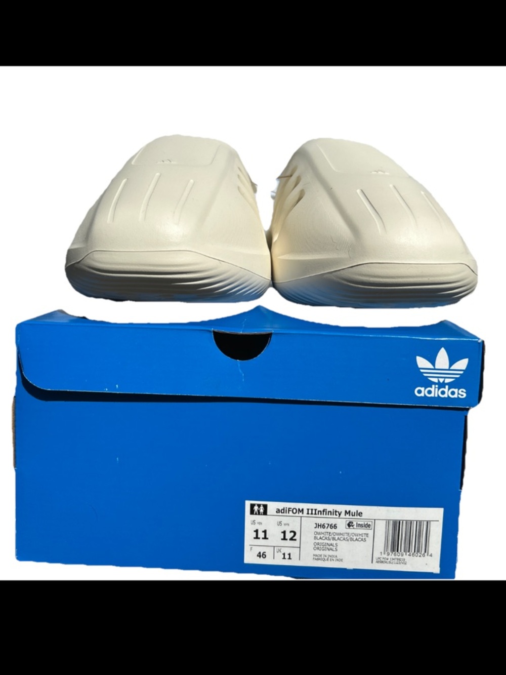 adidas Mens 11  women’s 12 adiFOM IIInfinity Mules White JH6766 - Picture 2 of 10